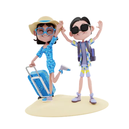 Couple going on vacation  3D Illustration