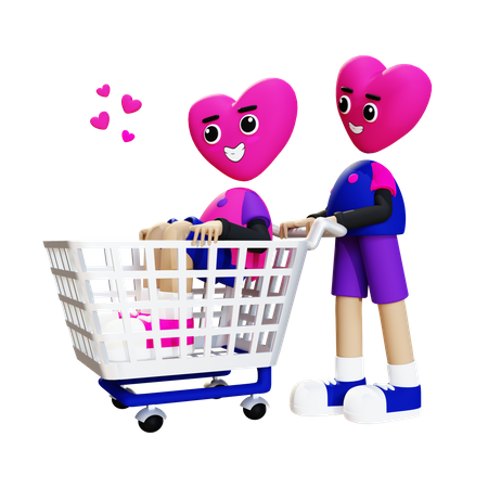 Couple going shopping  3D Illustration