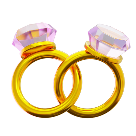 Couple Gold Rings  3D Icon