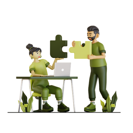 Couple Got Business Solution  3D Icon