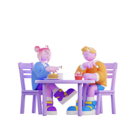 Couple having Dinner  3D Illustration