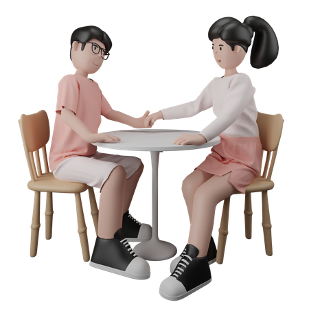 Couple Having Romantic Diner 3D Illustration