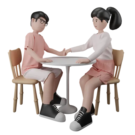 Couple Having Romantic Diner 3D Illustration