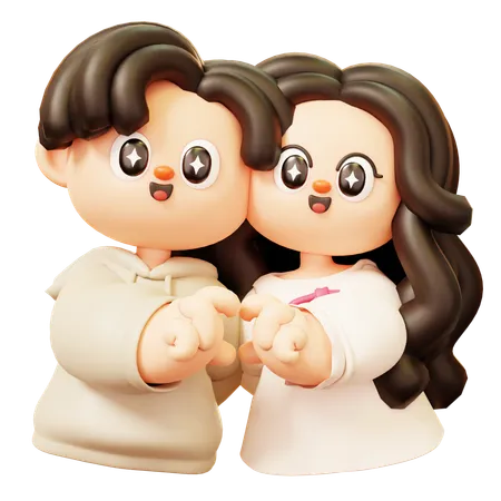 Cute Cartoon 3 D Young Couple Character In Love Heart Shape Hand Gesture Happy Love Couple In Relationship Activities Relationship Romance Dating Happy Valentine Day And Anniversery 3D Illustration