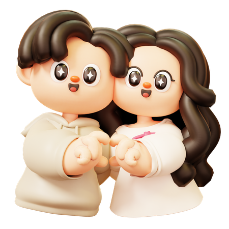 Couple Heart Hand Gesture  3D Icon
