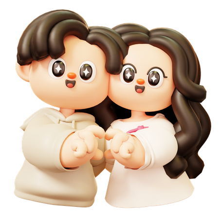 Couple Heart Hand Gesture  3D Illustration