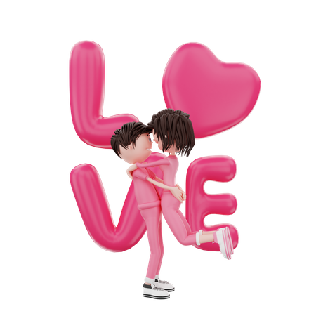 Heureux couple amoureux  3D Illustration