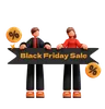 Couple holding black friday sale banner