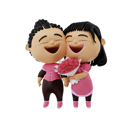 Couple holding bokeh  3D Icon