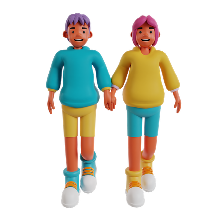 Couple Holding Hands  3D Illustration