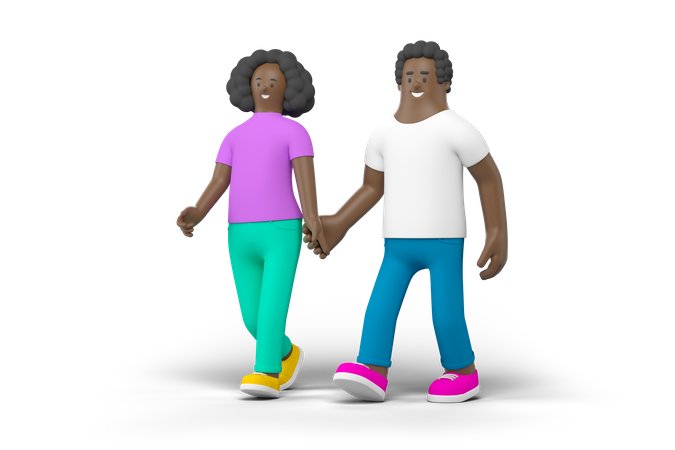 Couple holding hands  3D Illustration