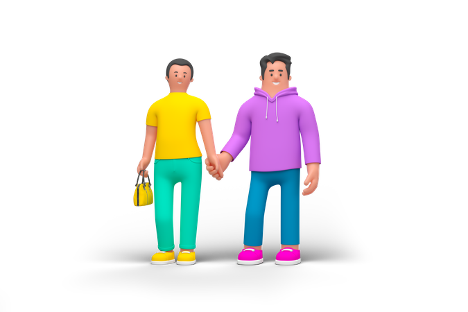 Couple holding hands  3D Illustration