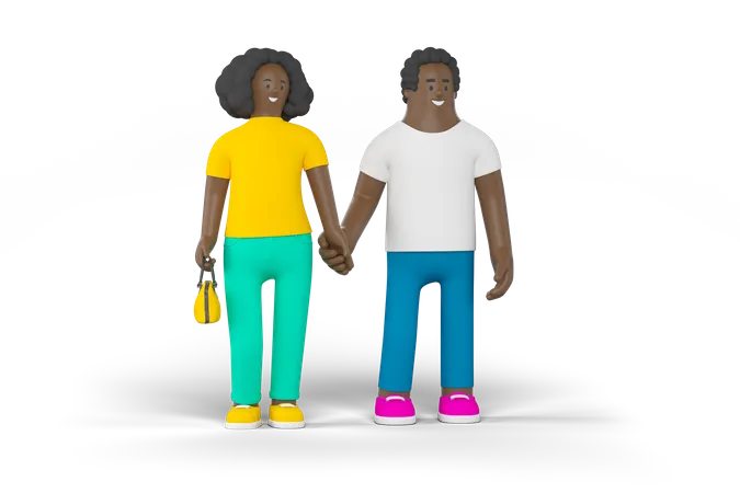 Couple holding hands  3D Illustration