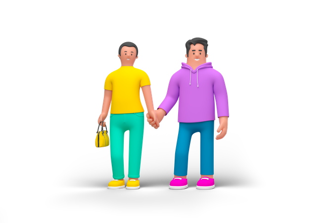 Couple holding hands 3D Illustration
