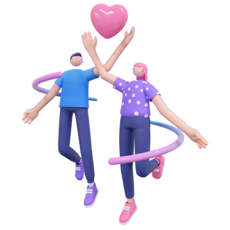 Couple holding heart 3D Illustration