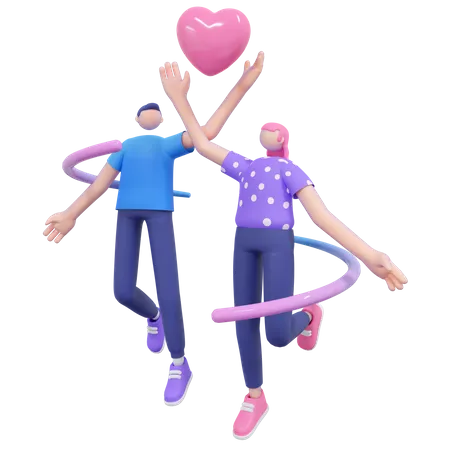 Couple holding heart  3D Illustration