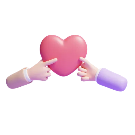3 D Red Heart On Holding Hand Or 3 D Red Heart Icon Illustration 3D Icon