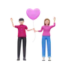 couple holding heart-shaped balloon