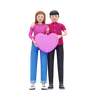 Couple holding heart together