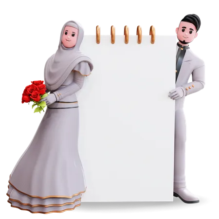 Couple tenant une carte dinvention  3D Illustration