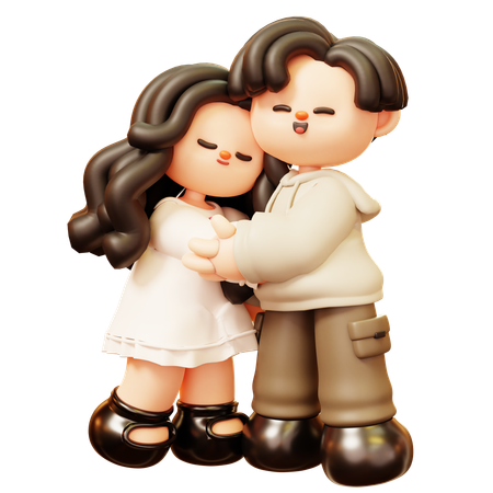 Couple Hugging  3D Illustration