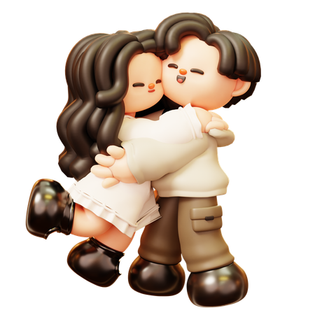 Couple Hugging  3D Illustration