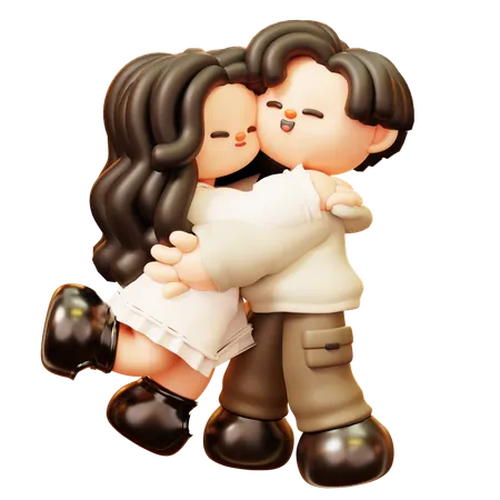 Cute Cartoon 3 D Young Couple Character In Love Hugging Happy Love Couple In Relationship Activities Relationship Romance Dating Happy Valentine Day And Anniversery 3D Illustration