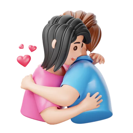 Couple Hugging  3D Icon