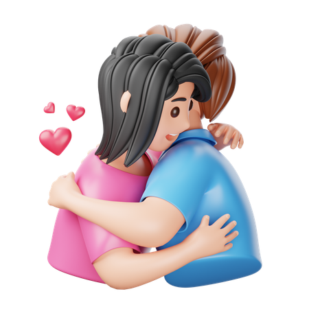 Couple Hugging  3D Icon