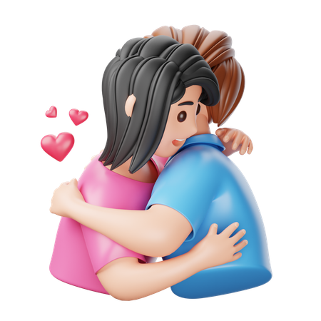 Couple Hugging  3D Icon