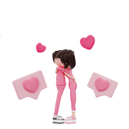 Couple hugging  3D Illustration