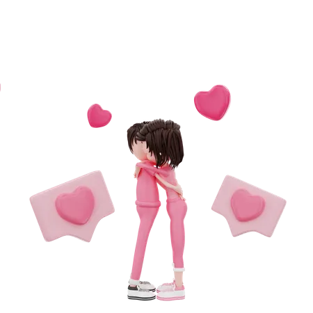 Couple hugging  3D Illustration