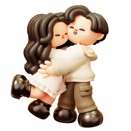 Couple Hugging  3D Illustration