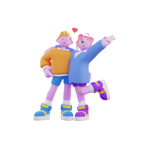 Couple Hugging  3D Illustration