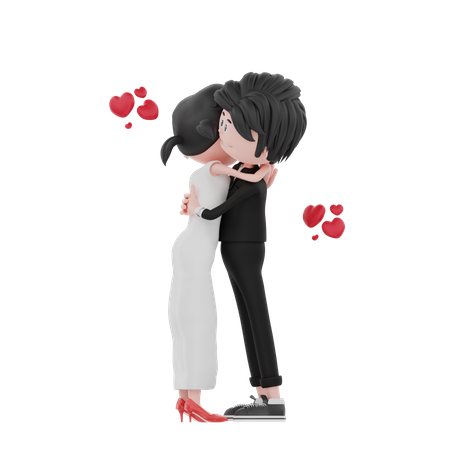 Couple hugging  3D Illustration