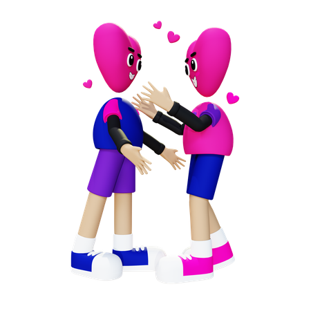 Couple hugging 3D Illustration