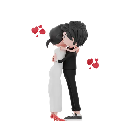 Couple hugging  3D Illustration
