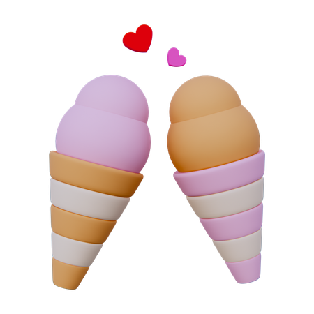 Couple Ice Cream  3D Icon