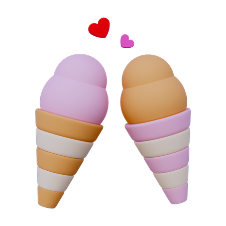 Couple Ice Cream  3D Icon