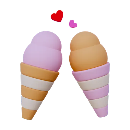 Couple Ice Cream  3D Icon