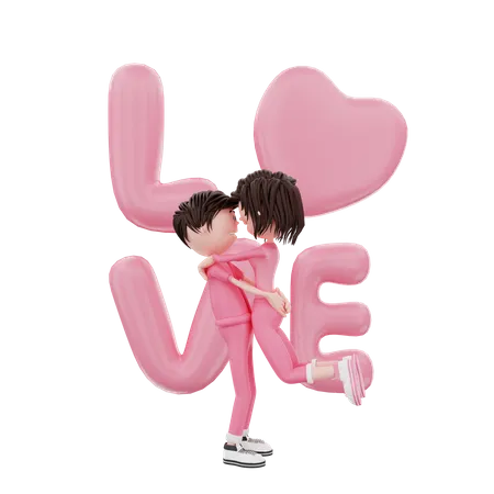 Couple in Love  3D Illustration