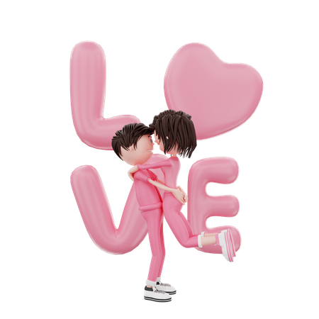Couple in Love 3D Illustration