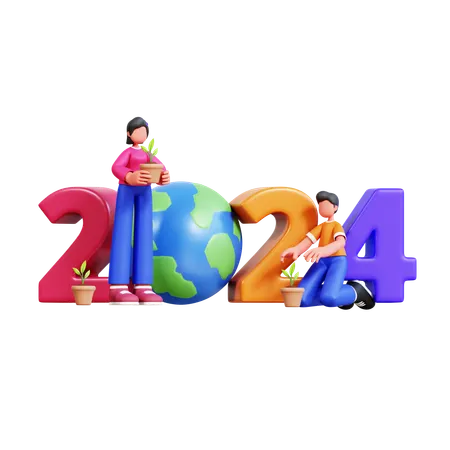 3 D Character New Year Couple Illustration Pack 3D Illustration