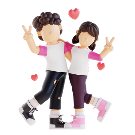 Couple Is Having Fun Time  3D Illustration