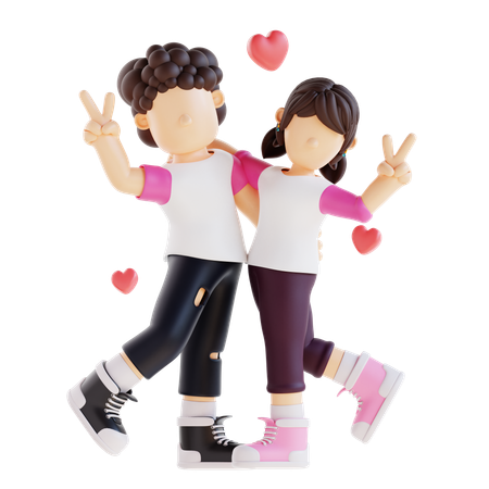 Couple Is Having Fun Time  3D Illustration