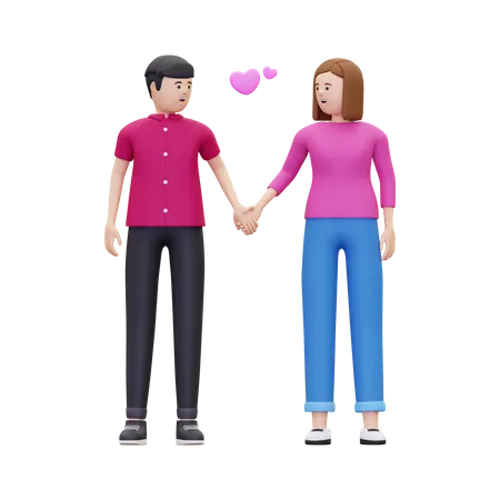 Couple is holding hands  3D Illustration