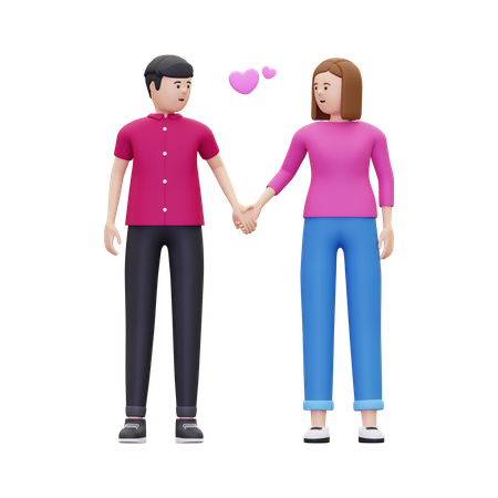 Couple is holding hands 3D Illustration