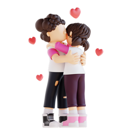 Couple Is Hugging  3D Icon