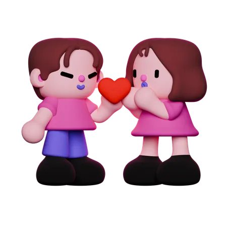 Couple is in romantic mood  3D Illustration