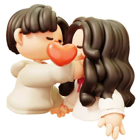 Cute Cartoon 3 D Young Couple Character In Love Kissing Happy Love Couple In Relationship Activities Relationship Romance Dating Happy Valentine Day And Anniversery 3D Illustration